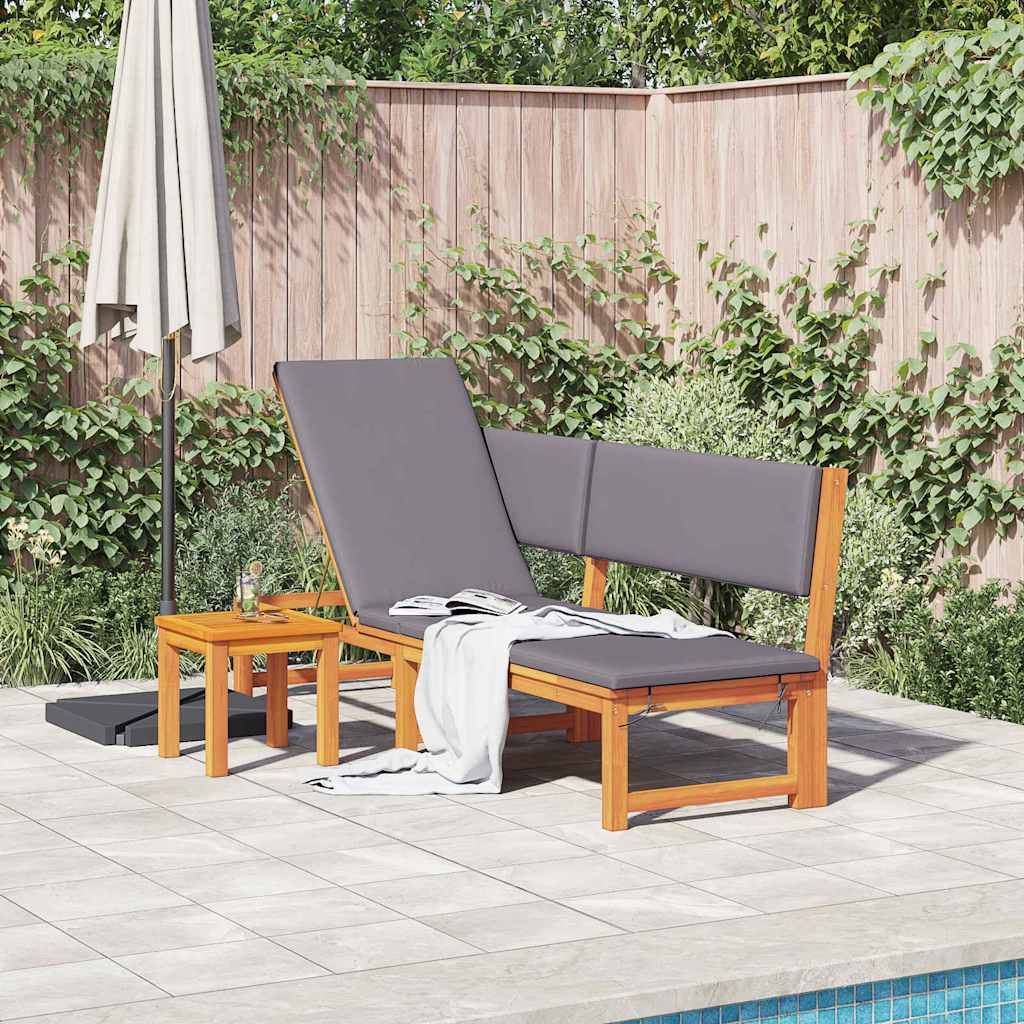 Transat | Bain de soleil | Chaise longue Marron 200 x 57 x 75cm Bois d'acacia massif - Image 3
