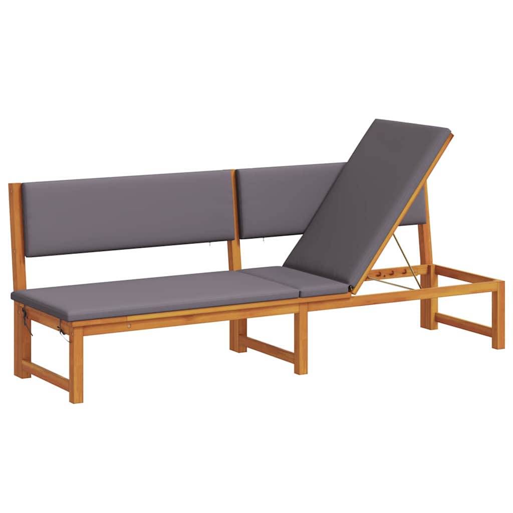 Transat | Bain de soleil | Chaise longue Marron 200 x 57 x 75cm Bois d'acacia massif - Image 1
