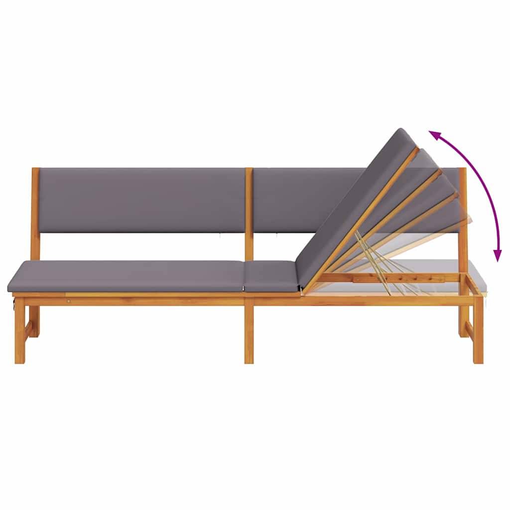 Transat | Bain de soleil | Chaise longue Marron 200 x 57 x 75cm Bois d'acacia massif - Image 8