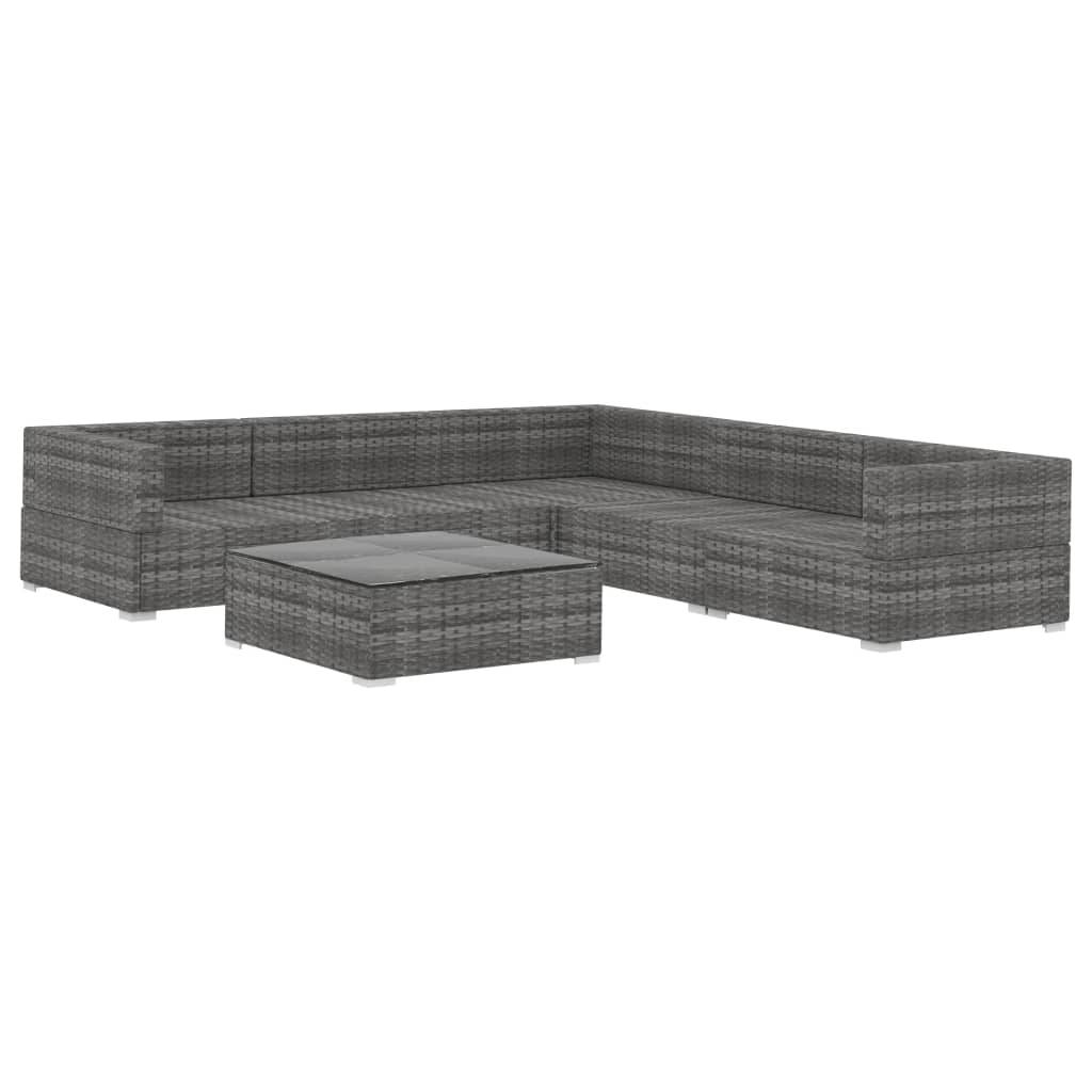 Vidaxl - Salon de jardin 6 pcs avec coussins résine tressée gris vidaXL 46771 - Imagen 4