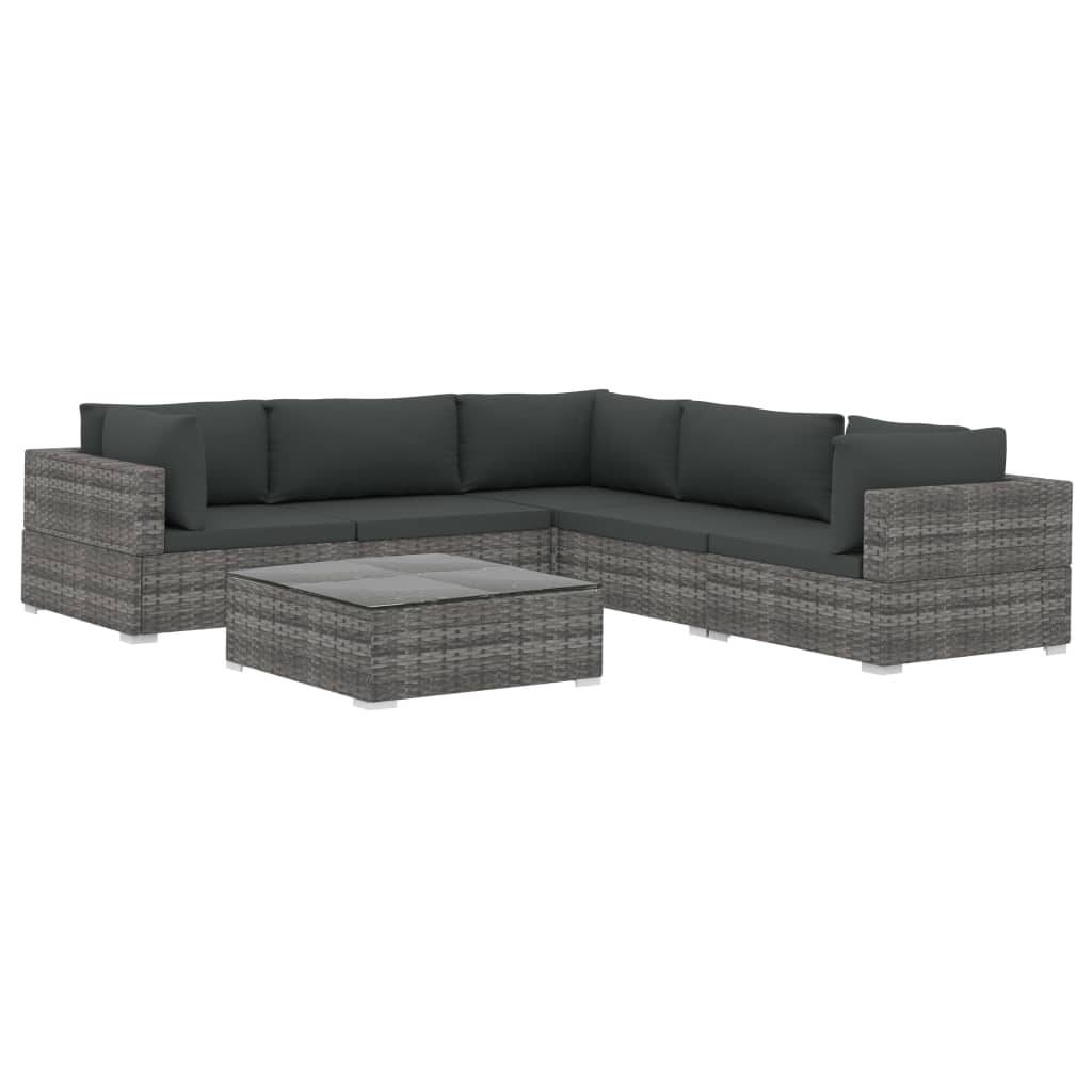 Vidaxl - Salon de jardin 6 pcs avec coussins résine tressée gris vidaXL 46771 - Imagen 2