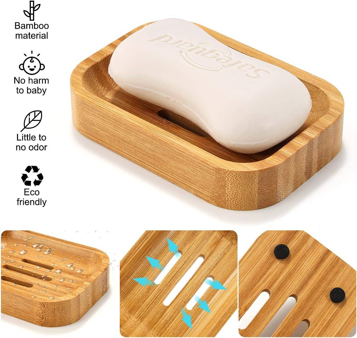 Porte savonn en bois naturel 11.5 x 8 x 2.4 cm - IntiMeg - Image 2