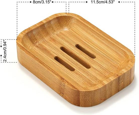 Porte savonn en bois naturel 11.5 x 8 x 2.4 cm - IntiMeg - Image 5