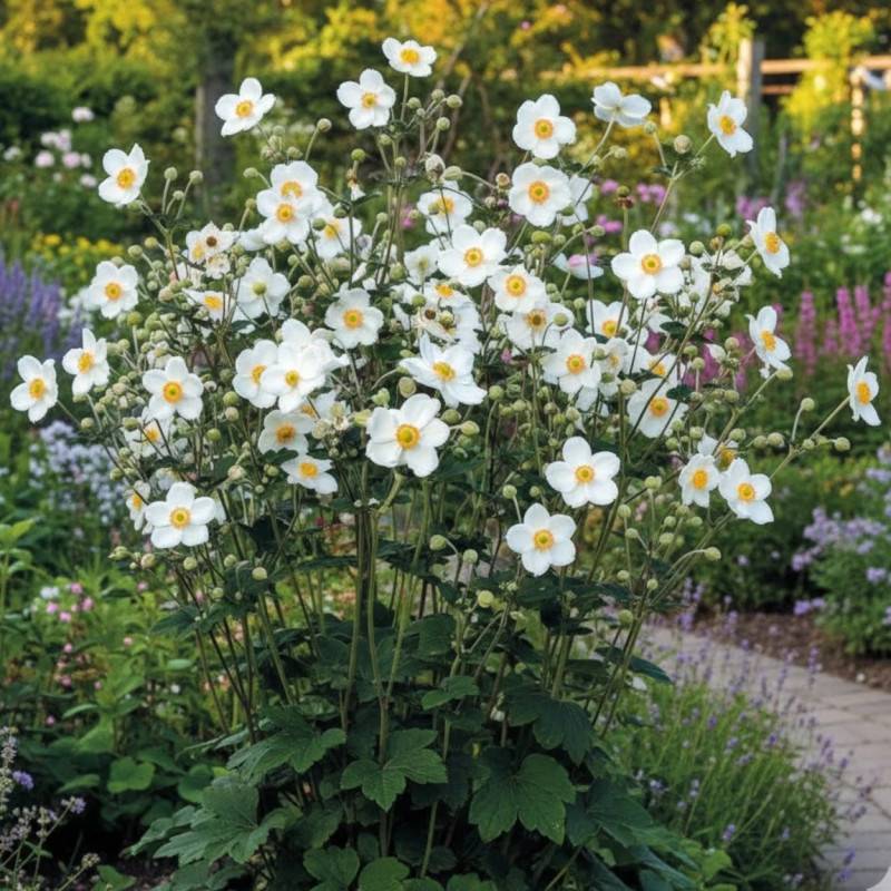Anémone du Japon Honorine Jobert à fleurs Blanche/ - feuillage Caduc - Godet - 5/20 cm - Imagen 1