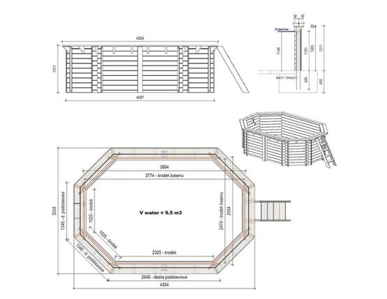 Altanka - Piscine hors sol en bois NEMO 4.3 x 3 - H.1.31 m, gris clair, fixations à visser - BAS7303OSPL2 - ALTANKA - Image 4