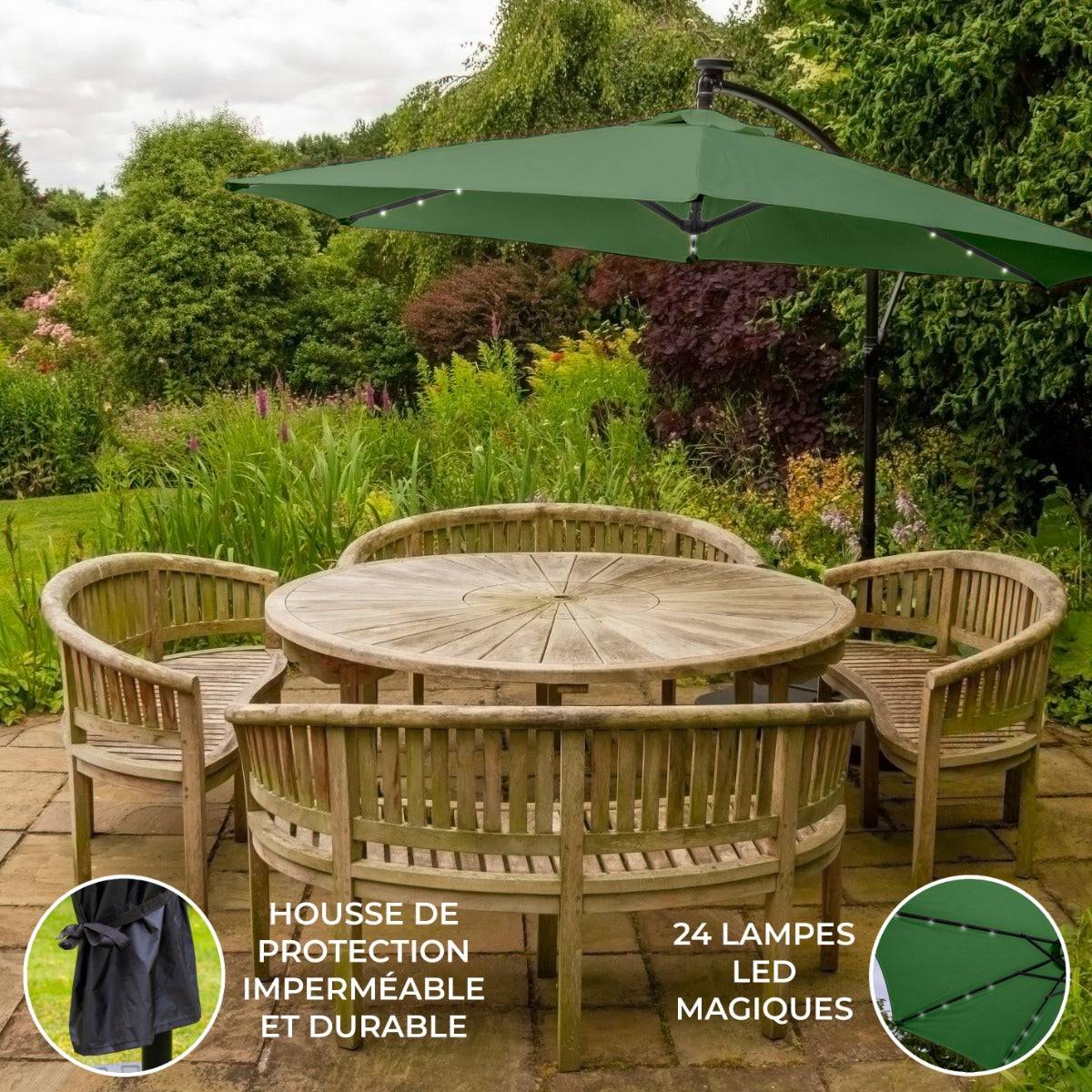 Monstershop - Parasol Vert 3m avec LED's Intégrés - Image 2