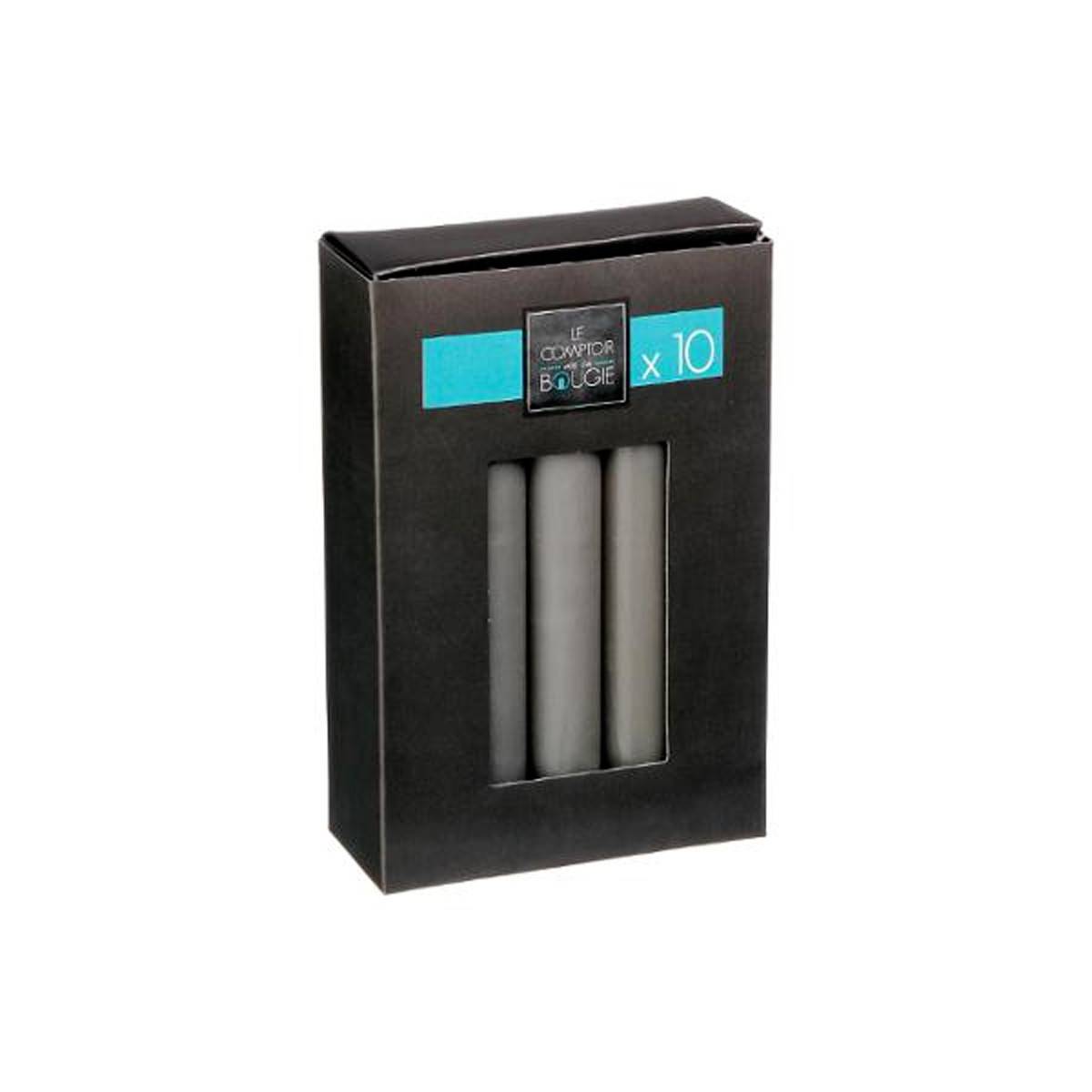 Atmosphera - Lot de 10 Bougies Bâtons Gris H 16 cm - Imagen 3