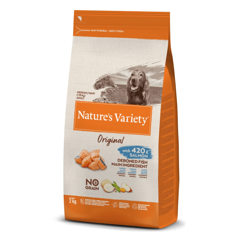CROQUETTE CHIEN - ORIGINAL MEDIUM/MAX  SAUMON - NATURE'S VARIETY 2 kg - Imagen 1