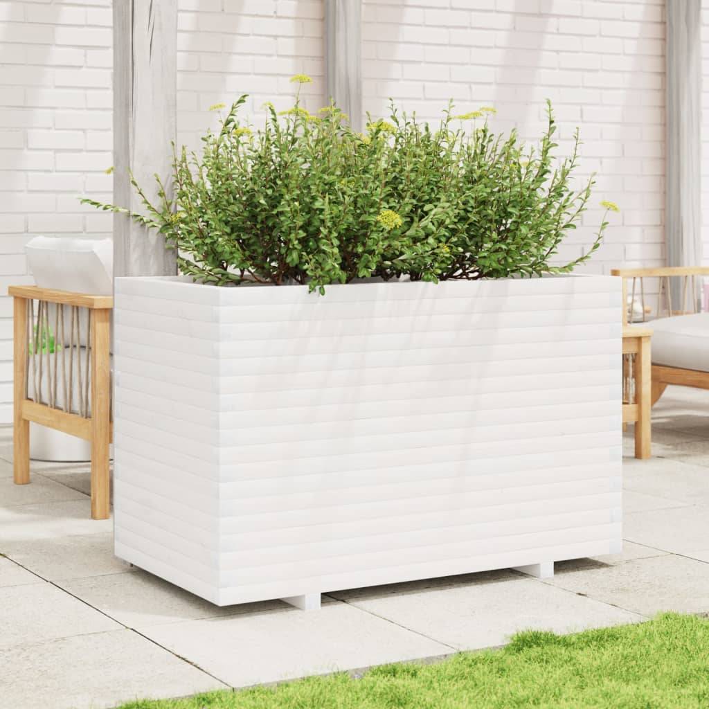 Maison Chic - Jardinière, Bac à fleurs, Pot de fleurs blanc 110x60x72 cm bois de pin massif - Imagen 3