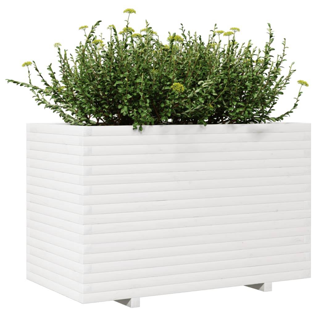 Maison Chic - Jardinière, Bac à fleurs, Pot de fleurs blanc 110x60x72 cm bois de pin massif - Imagen 4