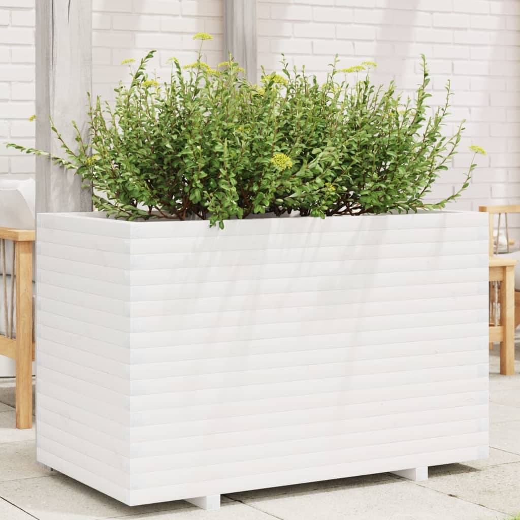 Maison Chic - Jardinière, Bac à fleurs, Pot de fleurs blanc 110x60x72 cm bois de pin massif - Imagen 2