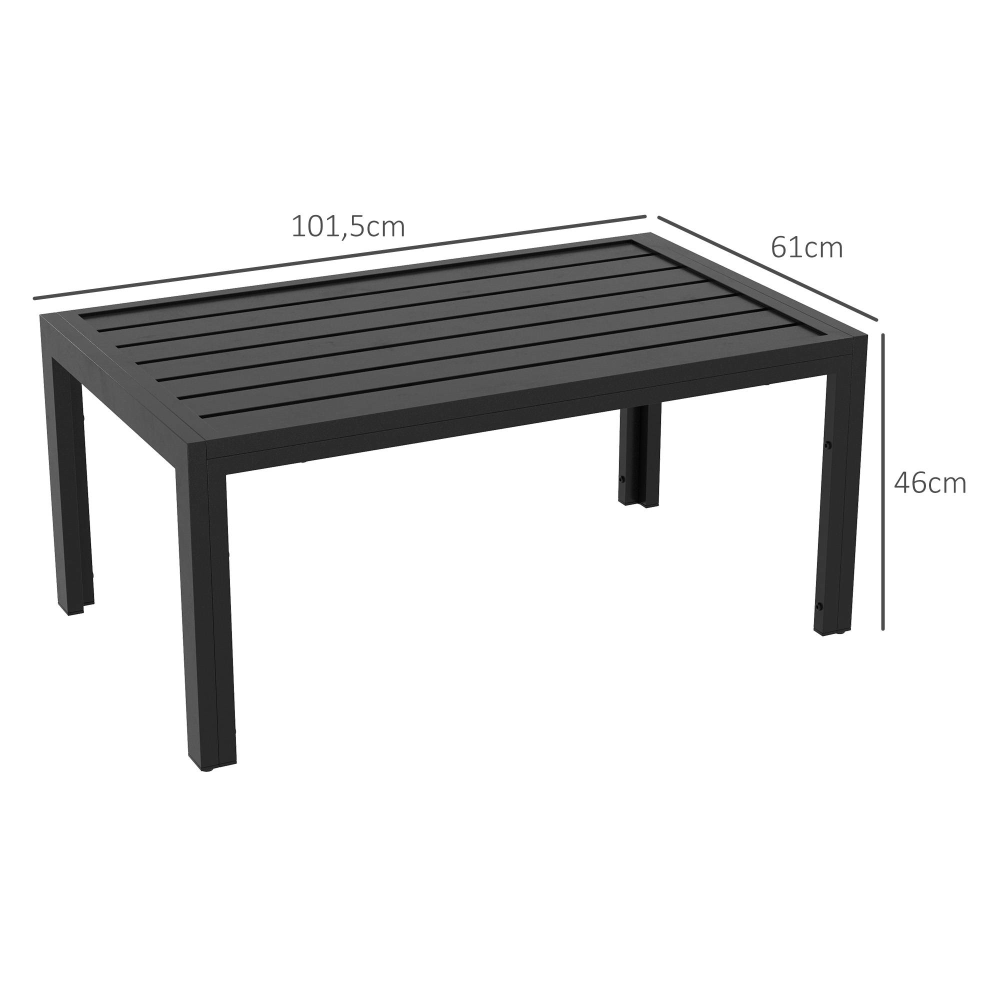 Table basse rectangulaire acier jardin patio plateau à lattes évacuation d'eau - ComfortXL Outdoor Living - Image 5