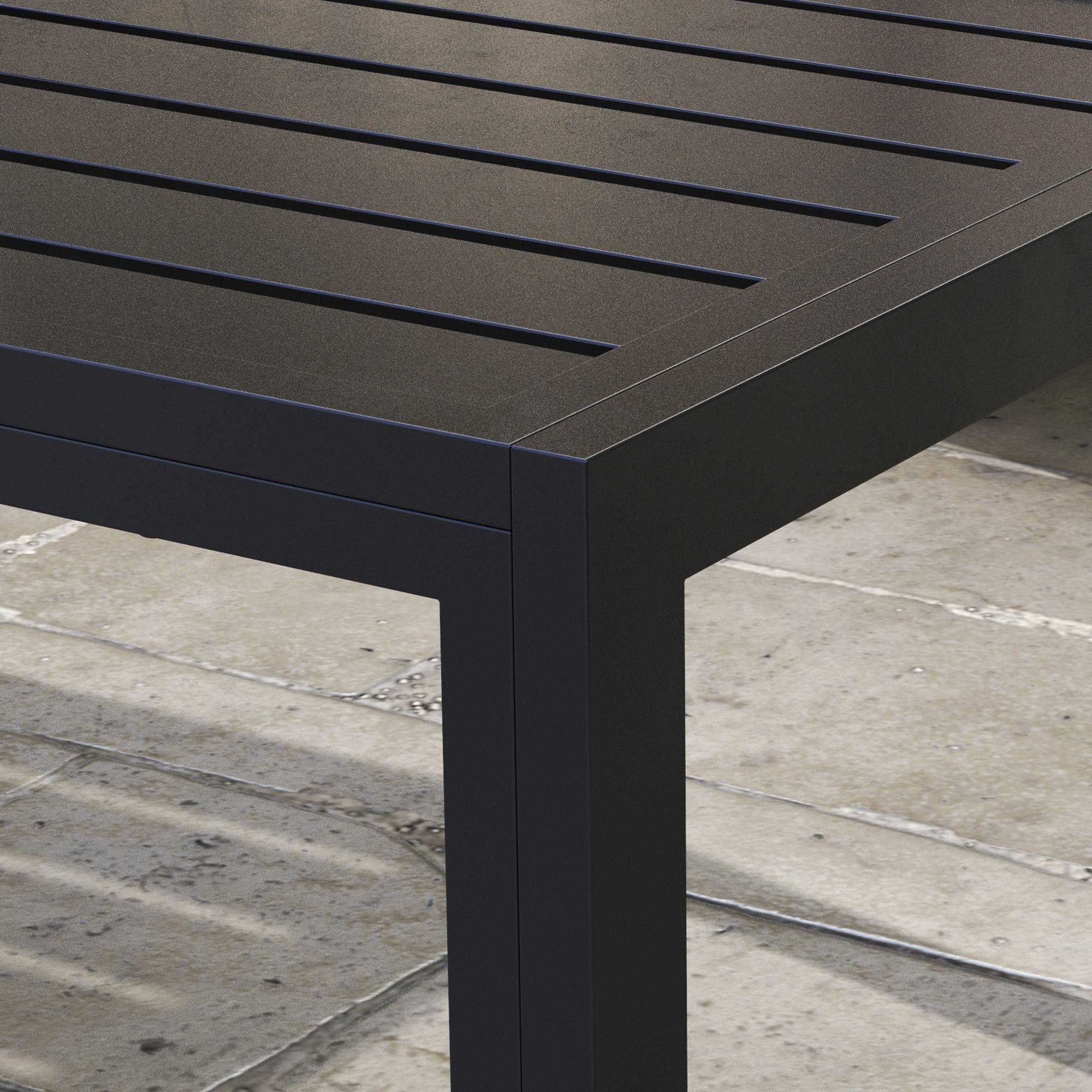 Table basse rectangulaire acier jardin patio plateau à lattes évacuation d'eau - ComfortXL Outdoor Living - Image 10