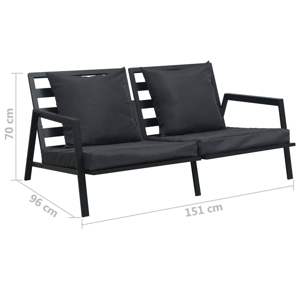 Vidaxl - Salon de jardin 5 pcs avec coussins Aluminium Gris foncé vidaXL 47817 - Imagen 3