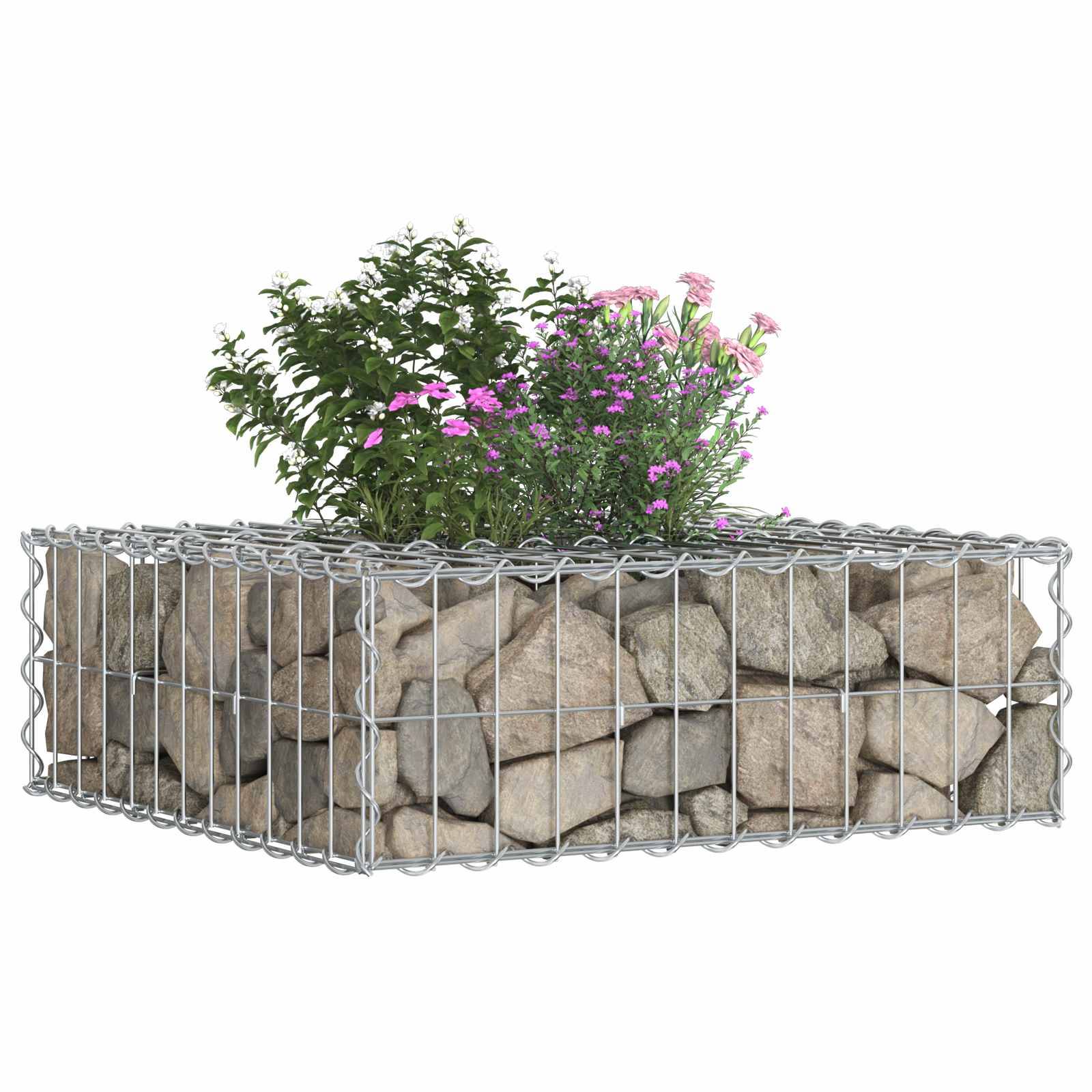 Lit surélevé gabion Acier galvanisé Argenté 60 x 60 x 20 cm - PANGIVO - Image 4