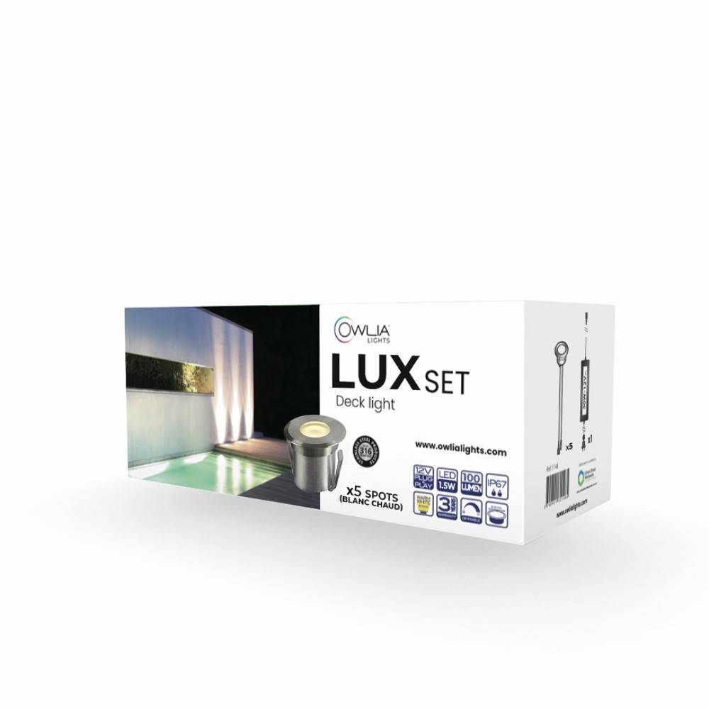 5 Spots LED LUX Blanc Chaud - Transformateur 30W - OWLIA - 50 000 heures de Durée de Vie Moyenne - Spots Terrasse - Imagen 5