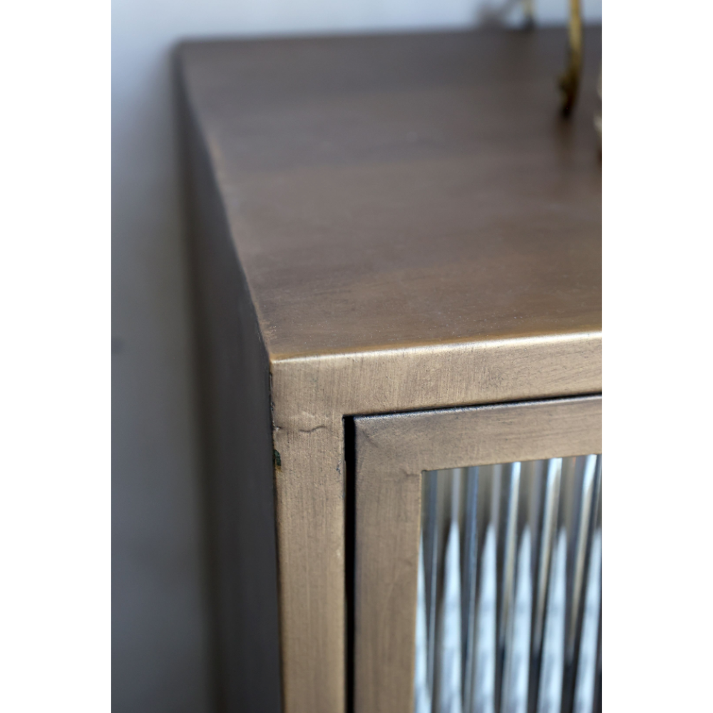 Chemin De Campagne - Armoire vitrine en fer et verre laiton antique 40 x 34 x 133.5 cm Chemin de campagne - Imagen 7