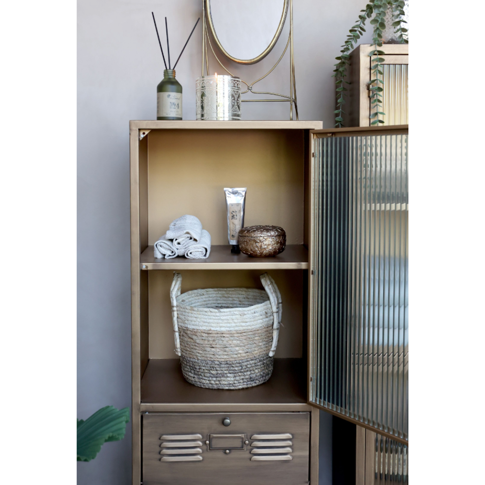 Chemin De Campagne - Armoire vitrine en fer et verre laiton antique 40 x 34 x 133.5 cm Chemin de campagne - Imagen 5