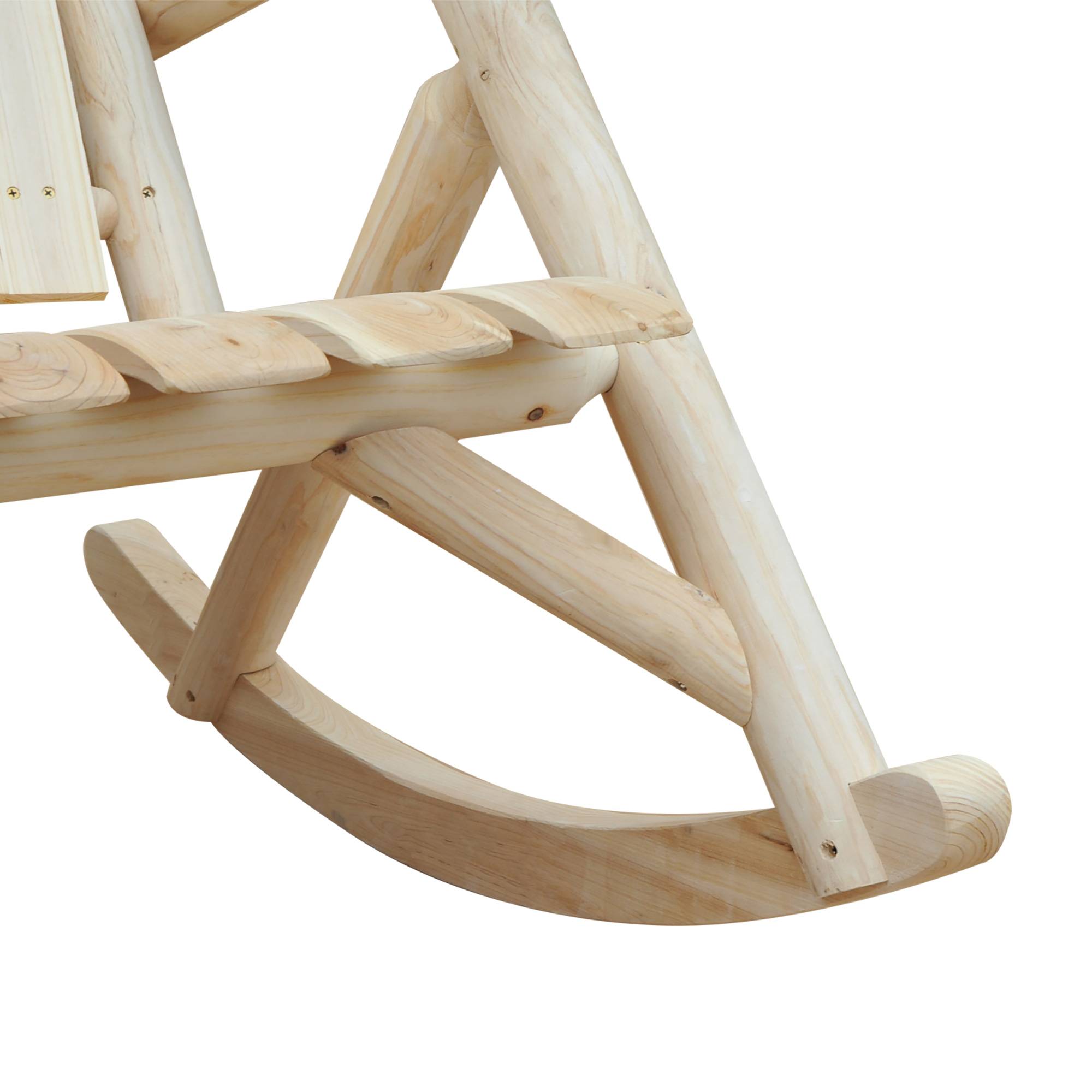 Fauteuil à bascule en bois naturel, dossier haut résistant aux intempéries, capacité 113 kg, pour salon, jardin et balcon - Image 9