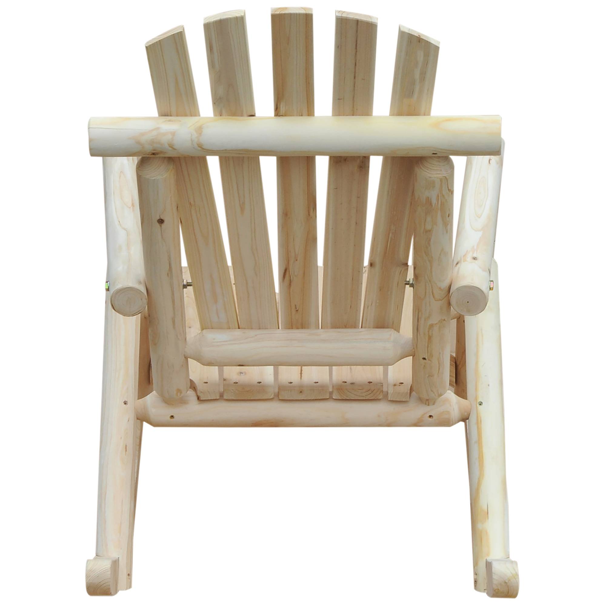 Fauteuil à bascule en bois naturel, dossier haut résistant aux intempéries, capacité 113 kg, pour salon, jardin et balcon - Image 8