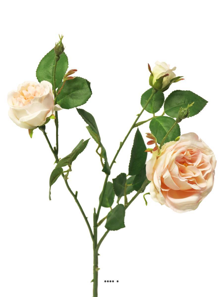 Artificielles - Rose Paris artificielle, ramifiée, 3 têtes, 61 cm Saumon - BEST - couleur: Rose saumon - Imagen 2
