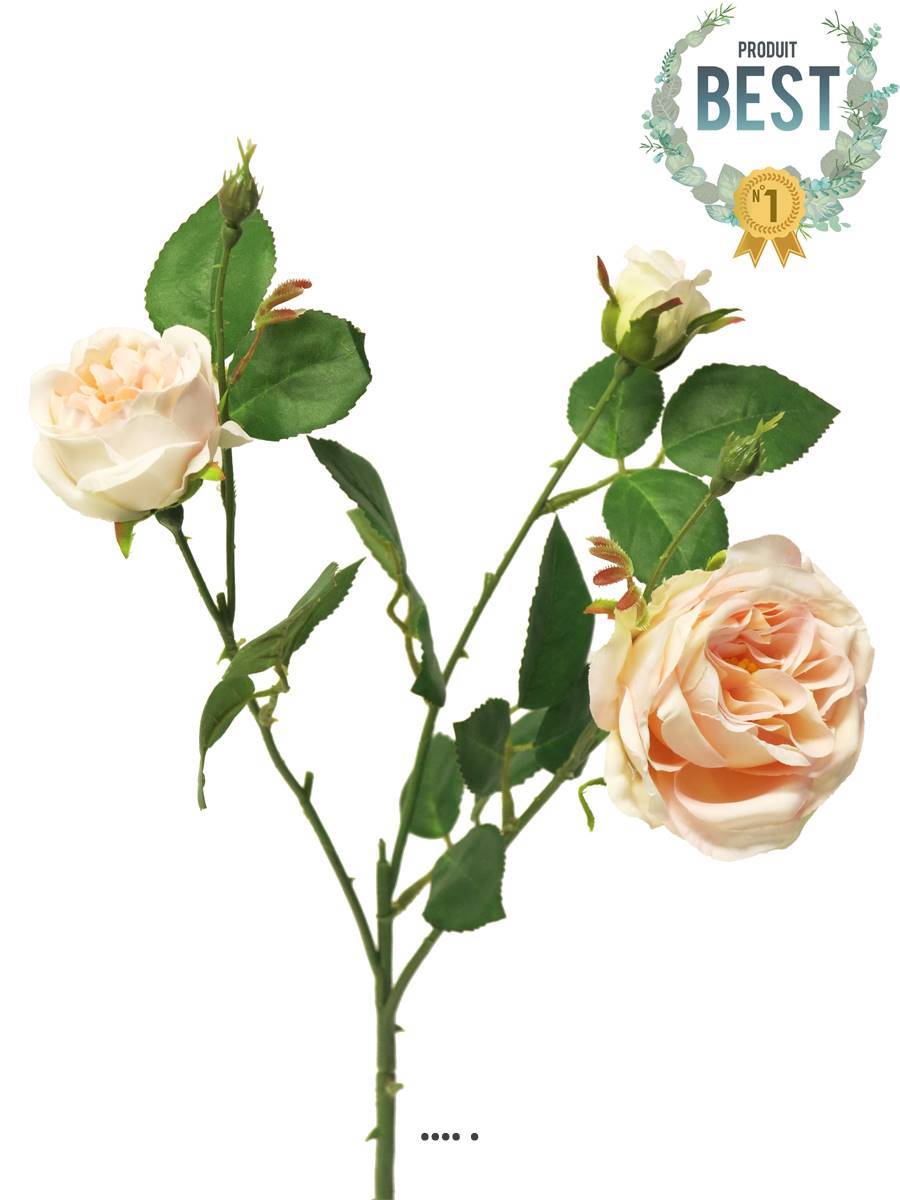 Artificielles - Rose Paris artificielle, ramifiée, 3 têtes, 61 cm Saumon - BEST - couleur: Rose saumon - Imagen 1