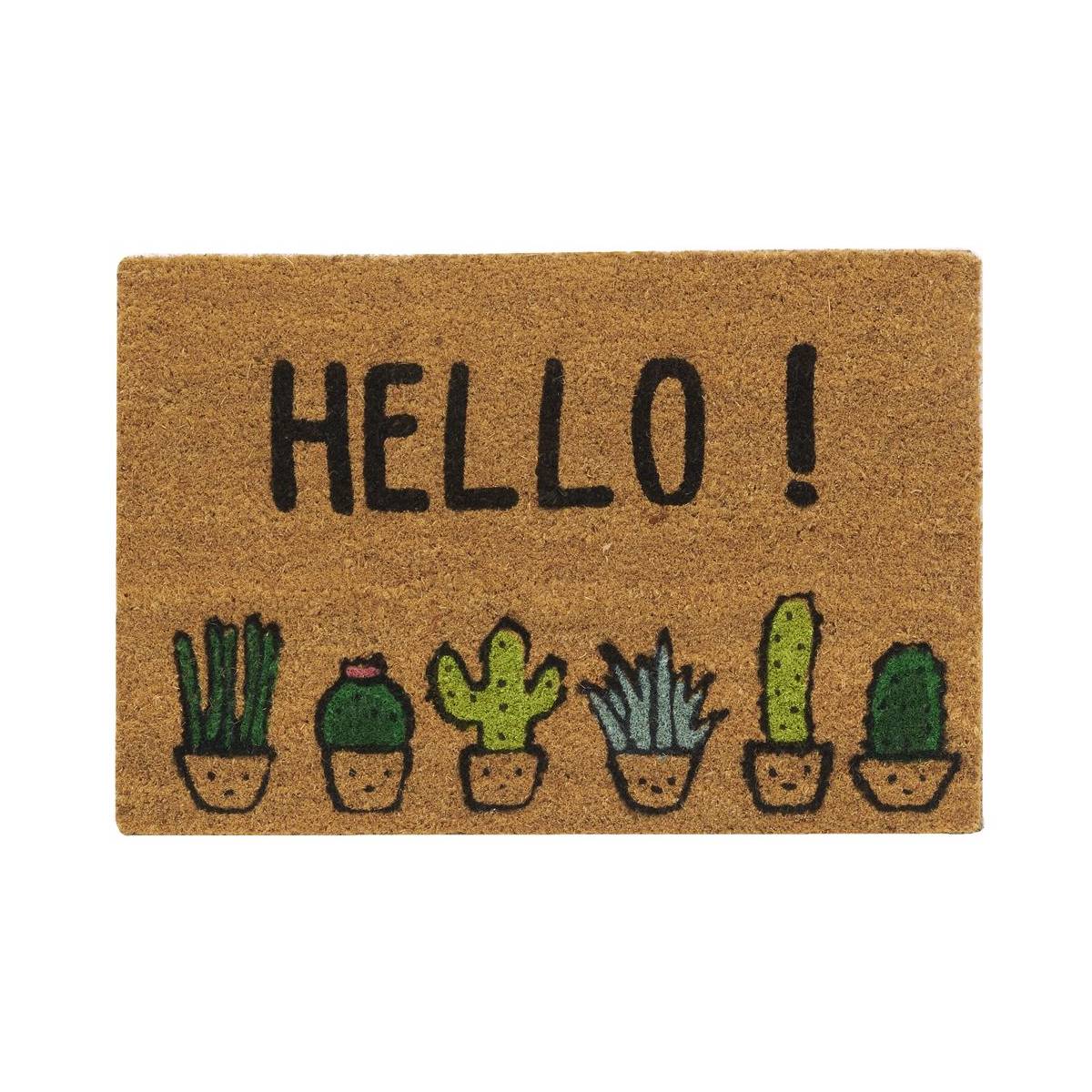Aubry Gaspard - Paillasson en fibre de coco 60 x 40 cm Cactus hello - Imagen 1