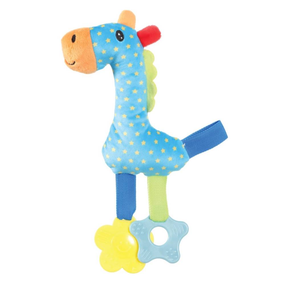 Zolux - Peluche rio girafe bleu anneau à mordiller 26 cm jouet pour chiots