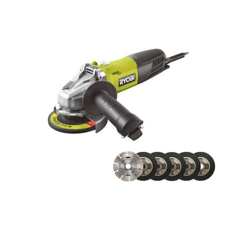 Ryobi - Pack RYOBI Meuleuse d'angle 800W - 125mm - RAG800-125G - Kit 6 disques 125 mm - Image 1