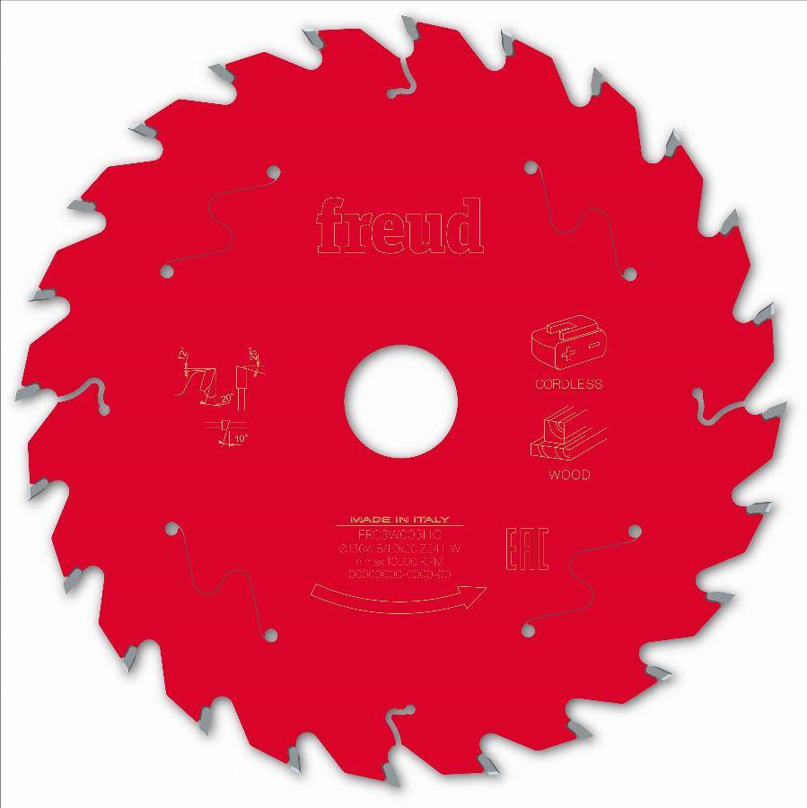 Lame pour scie circulaire portative sans fil FREUD - Ø136 1,45/1 AL20 Z24 BA 20° - F03FS10044 -FR03W003HC - Imagen 2