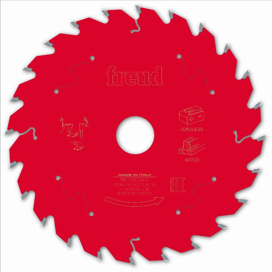 Lame pour scie circulaire portative sans fil FREUD - Ø136 1,45/1 AL20 Z24 BA 20° - F03FS10044 -FR03W003HC - Imagen 1