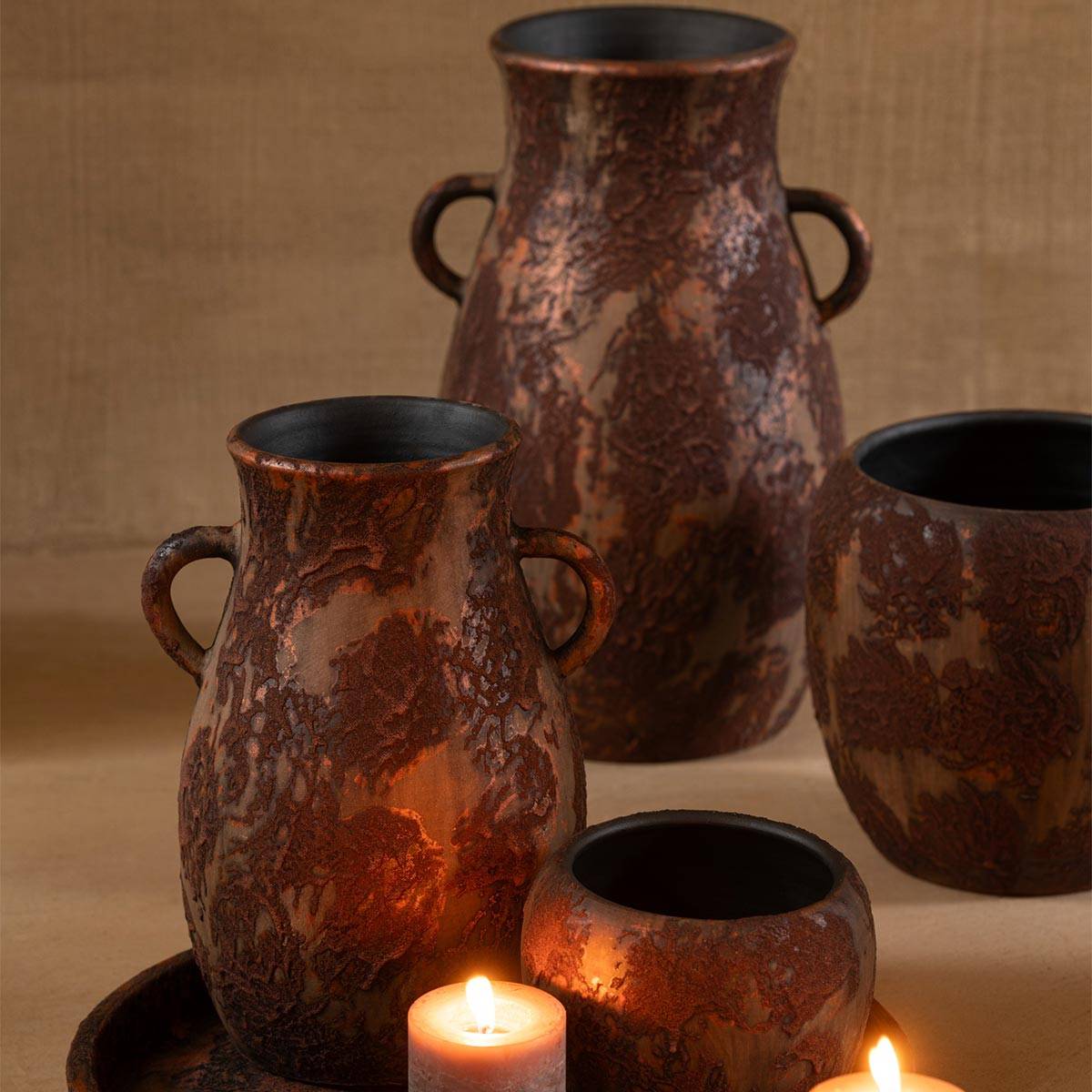 J-Line - Vase en Terre Cuite "Amphore" 70cm Marron - Image 5