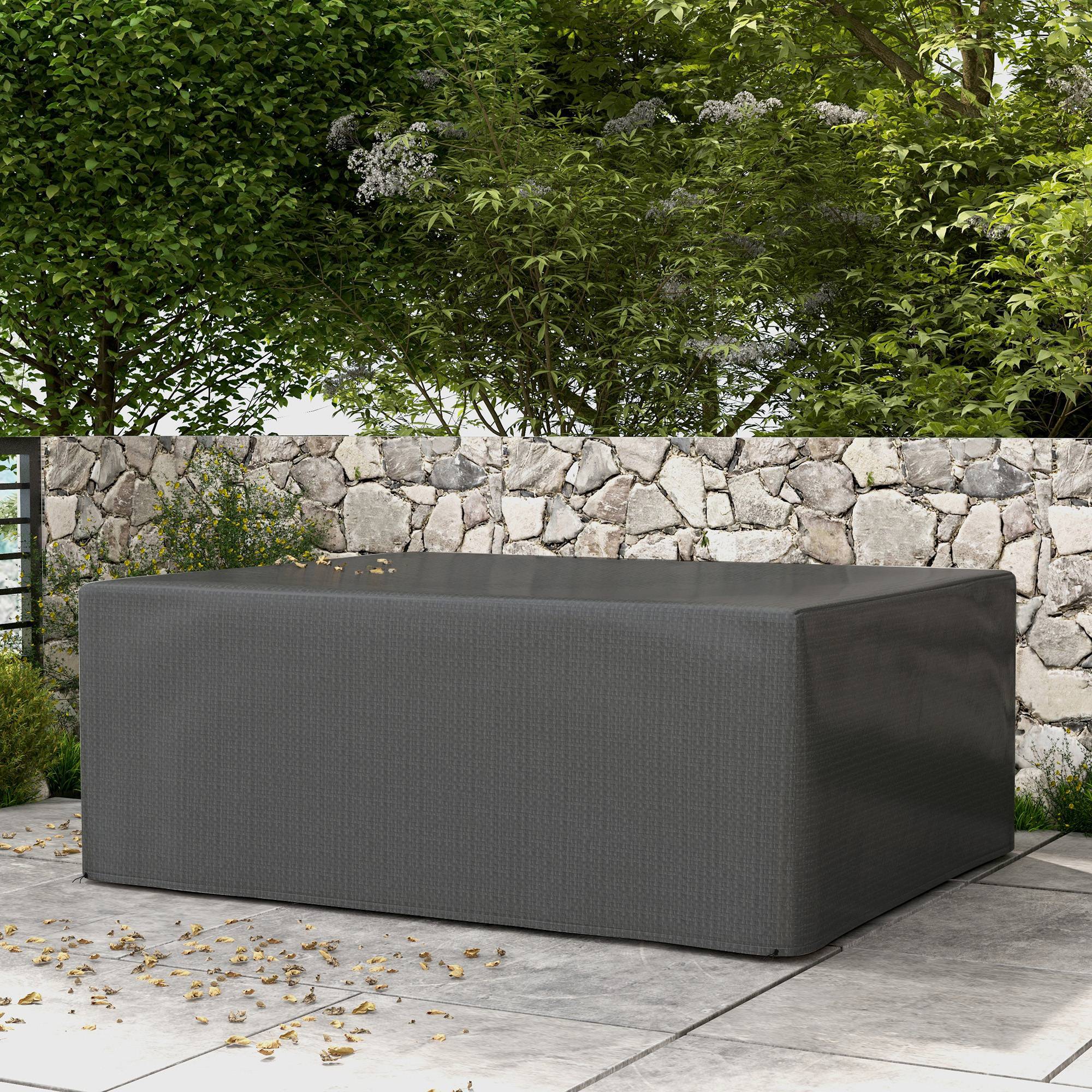 Housse salon de jardin extérieure bâche de protection extérieure anti-UV en polyéthylène 235 x 190 x 90 cm gris - Image 9