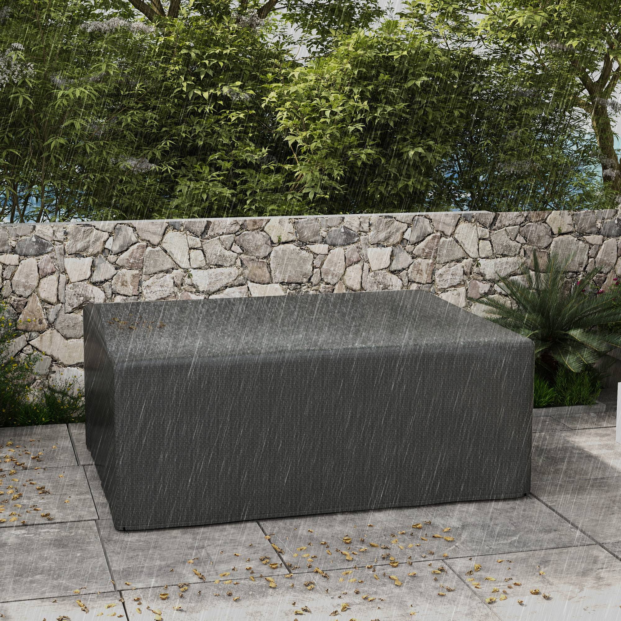 Housse salon de jardin extérieure bâche de protection extérieure anti-UV en polyéthylène 235 x 190 x 90 cm gris - Image 4