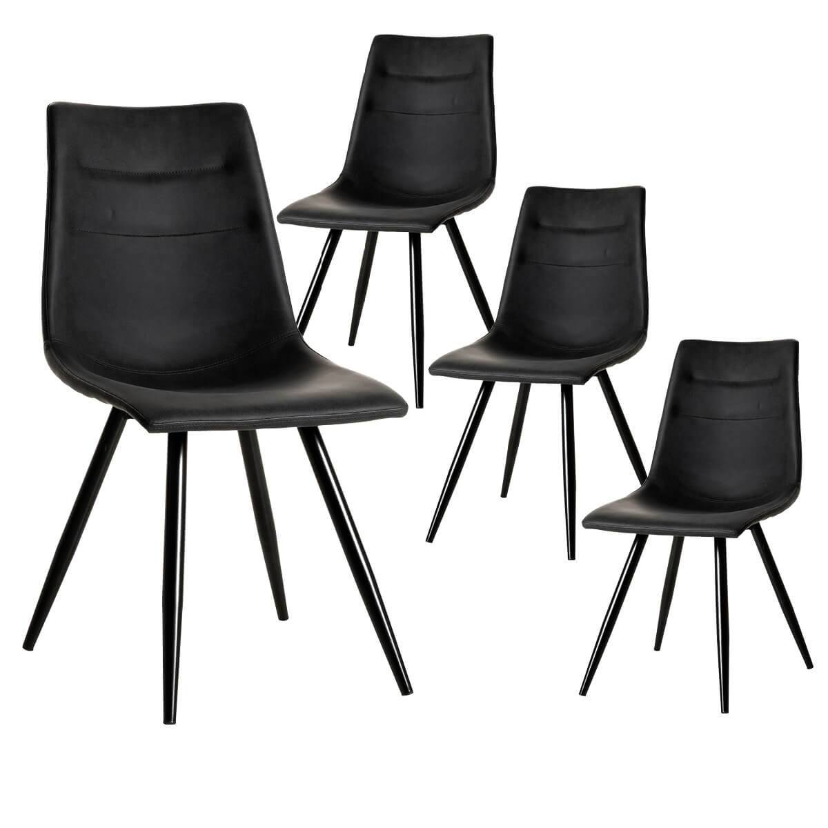 ALTOBUY - Lot de 4 Chaises Simili Cuir Noir - KORA - Image 1