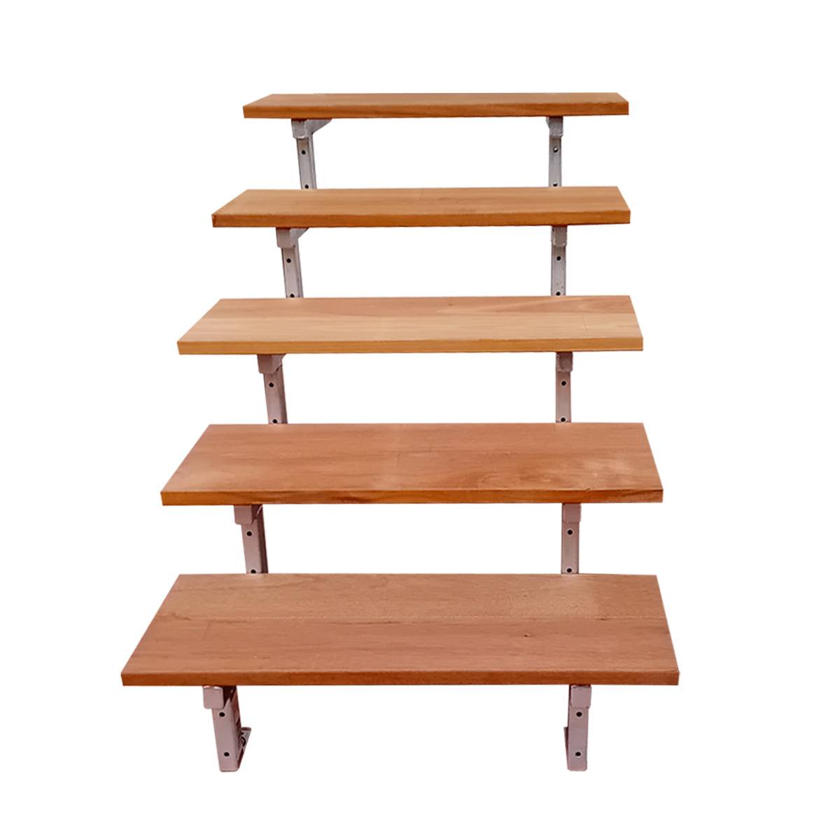 Escalier en acier BALI, 5 marches en bois exotique Bangkirai, Hauteur 88 cm - L 60 cm - Image 1