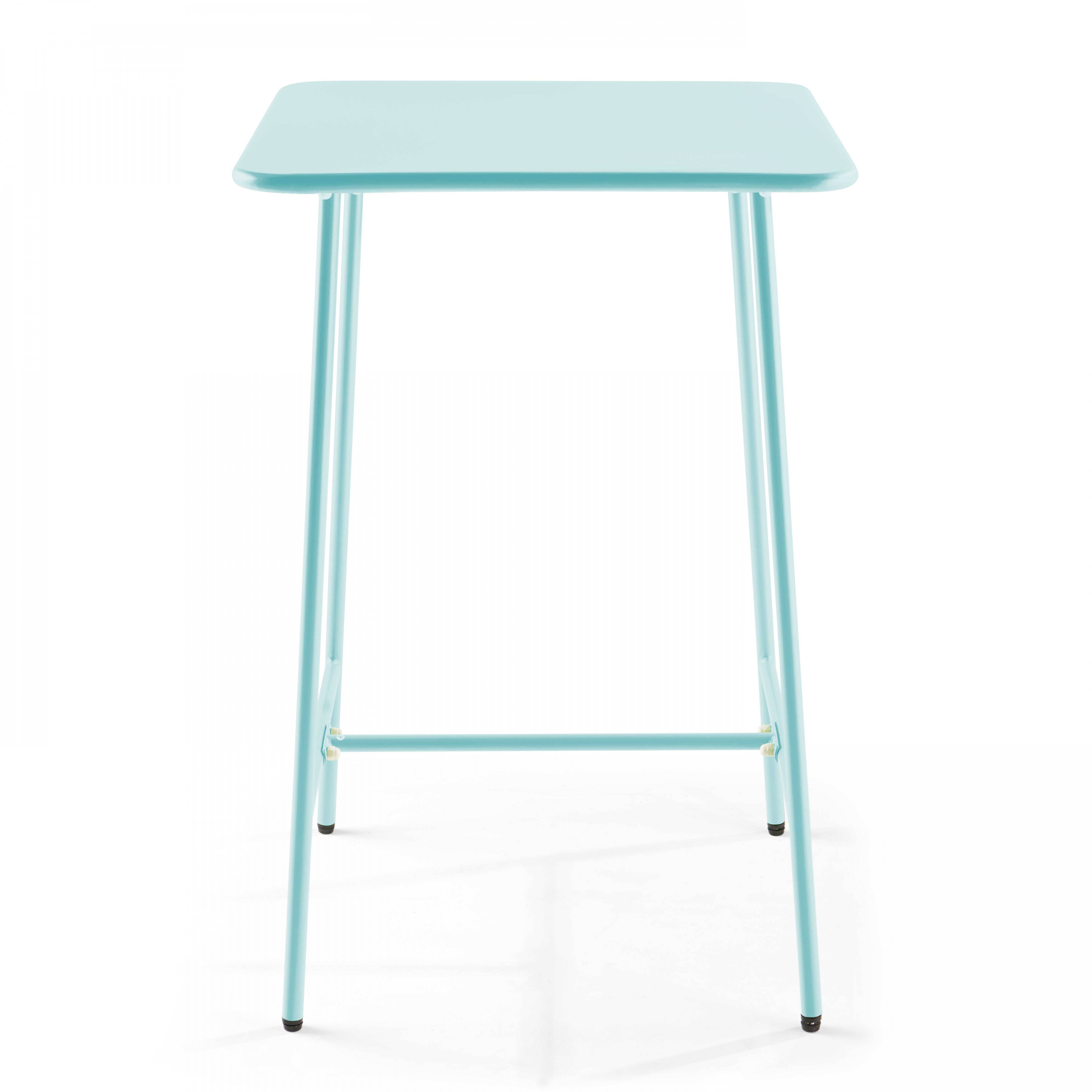 Oviala - Table haute de jardin carrée en acier bleu turquoise 70cm Palavas - Oviala - Imagen 5