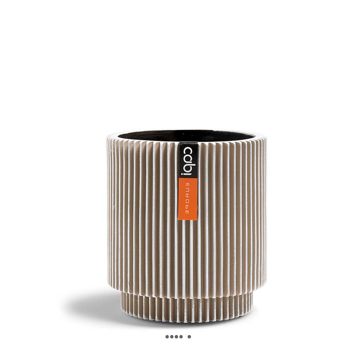 Artificielles - Vase cylindre Groove plastique H 21 x D 19 cm Blanc - dimhaut: H 21 cm - couleur: Blanc neige - Imagen 1