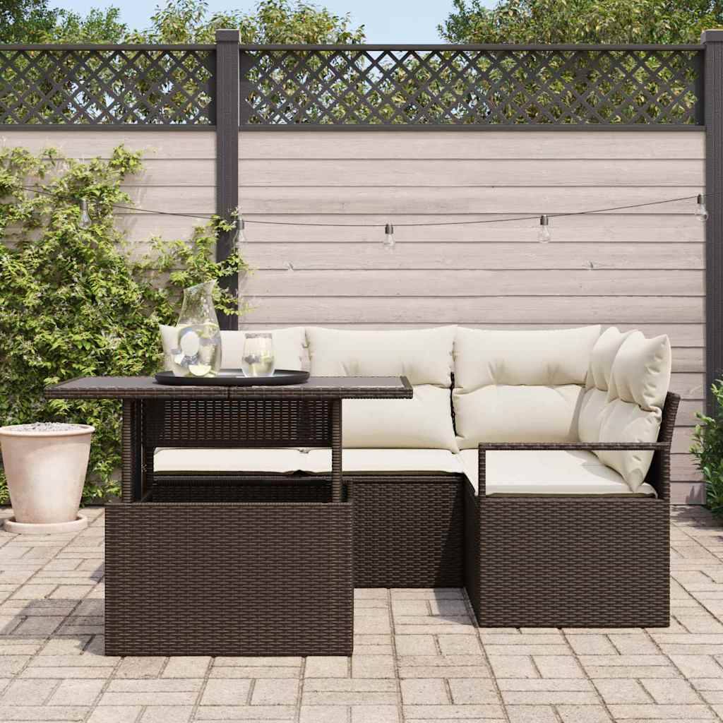 Canapé Extérieur 5 Sièges Résine Tressée Marron et Crème Idéal pour Petit Balcon ou Patio – ComfortXL Outdoor Living - Image 3