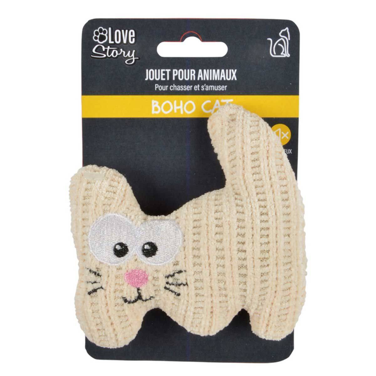 Love Story - Jouet Peluche pour Chat "Boho Cat" 12cm Naturel - Image 4