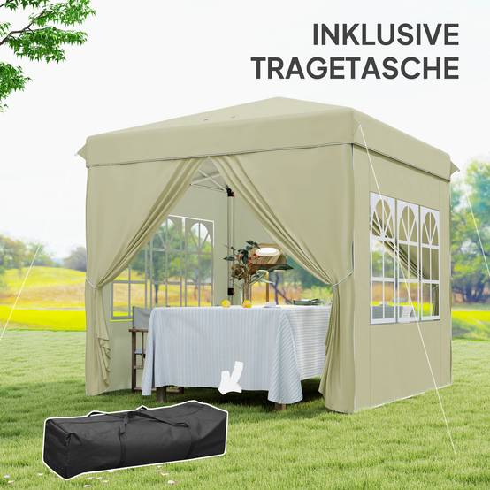 Tonnelle pliante métal et tissu Oxford blanc crème 248 x 248 x 270 cm - PANGIVO - Image 9