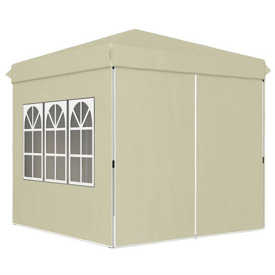 Tonnelle pliante métal et tissu Oxford blanc crème 248 x 248 x 270 cm - PANGIVO - Image 2