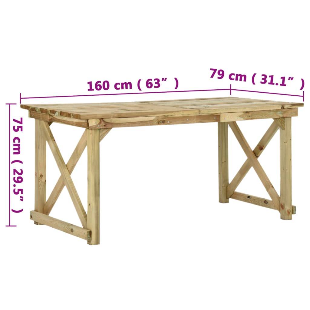 Vidaxl - Table de jardin 160x79x75 cm Bois vidaXL 44898 - Imagen 3