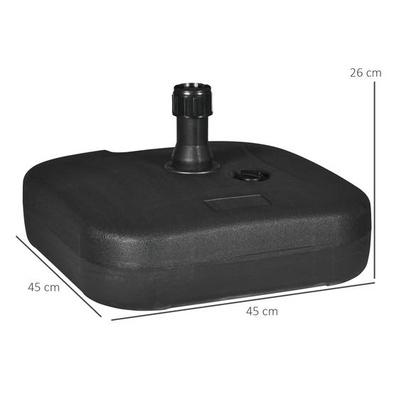 Pied de parasol plastique pour jardin et terrasse lestable eau sable 45x45x26cm noir - ComfortXL Outdoor Living - Image 3