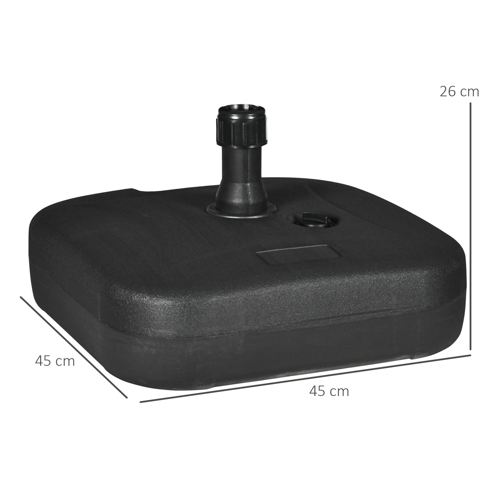 Pied de parasol plastique pour jardin et terrasse lestable eau sable 45x45x26cm noir - ComfortXL Outdoor Living - Image 3