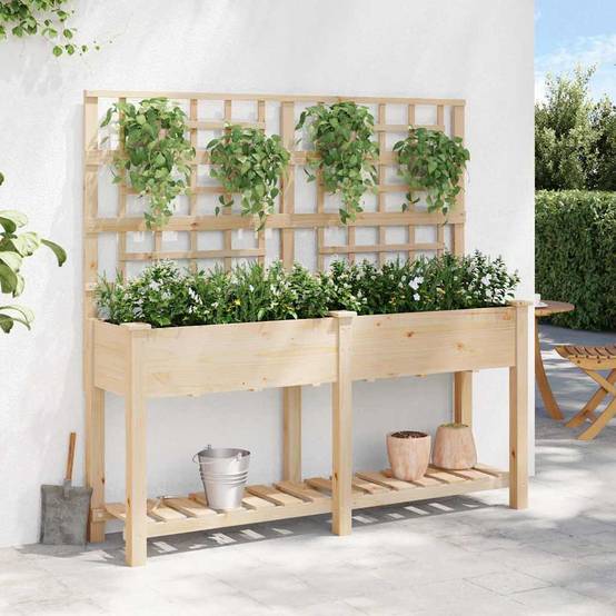 Cache-pot, Pot De Fleurs avec étagère Beige 161 x 46 x 152.5 cm g366 - Image 4