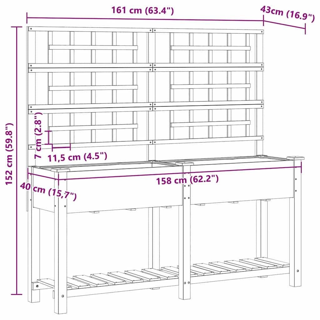 Cache-pot, Pot De Fleurs avec étagère Beige 161 x 46 x 152.5 cm g366 - Image 9