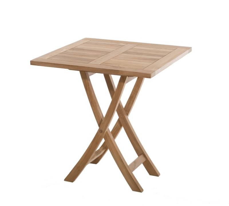 FUN - Table de jardin 2 personnes, carrée pliante 70x70cm en bois Teck