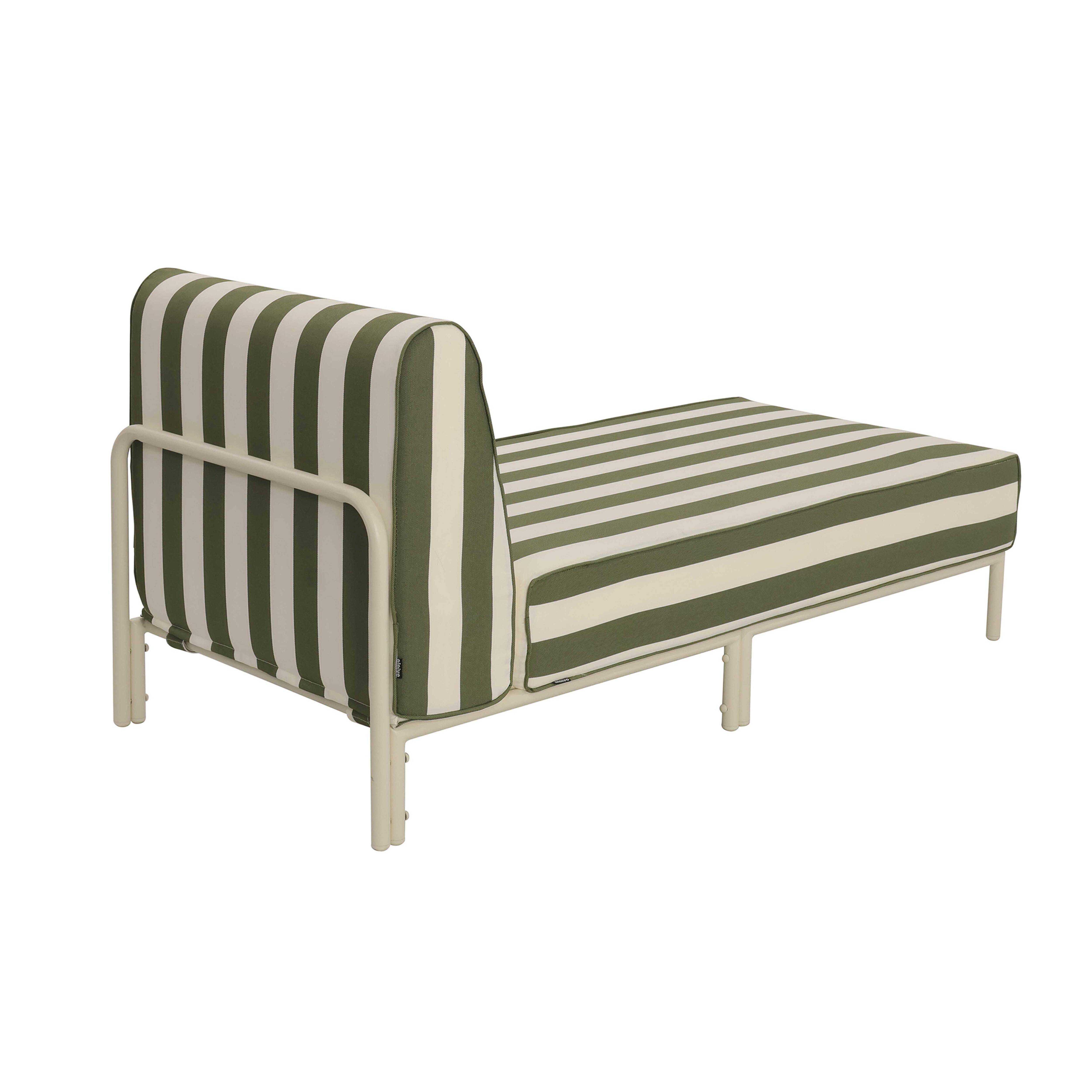Oviala - Méridienne rayée pour salon de jardin modulable en tissu vert kaki Patio - Oviala - Image 4