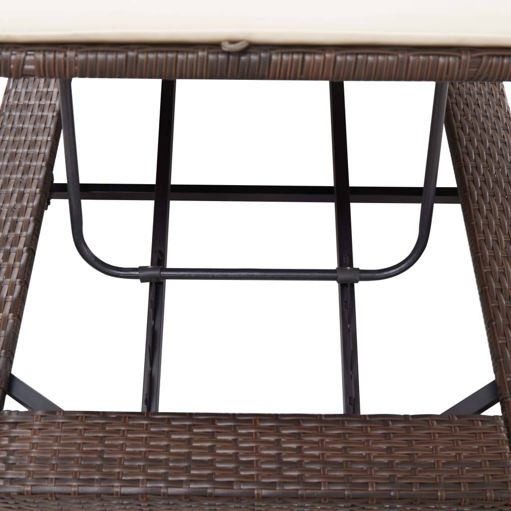 Helloshop26 - Transat chaise longue bain de soleil avec coussin marron résine tressée - Imagen 7